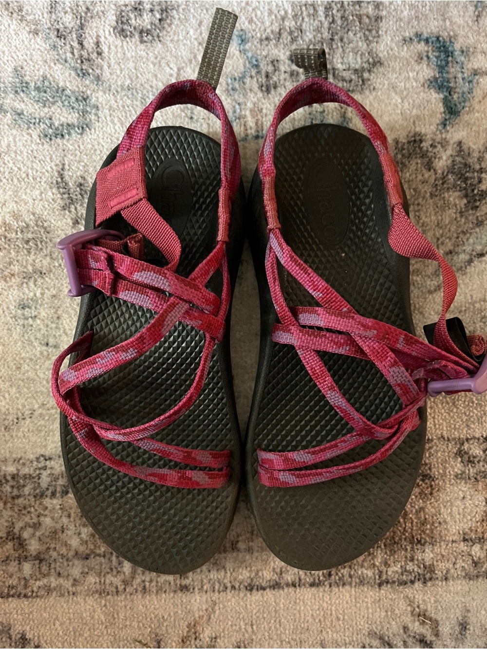 Kids Chaco ZX/1 EcoTread Sandals Youth Size J3 Maroon Berry Pink Great Condition